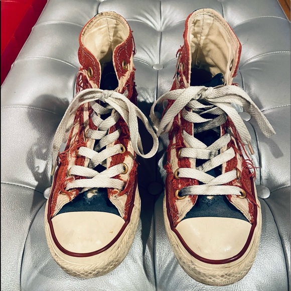 Ultra RARE Converse All Star Chuck Taylor Stone Washed Denim Frayed Jean - Picture 2 of 7